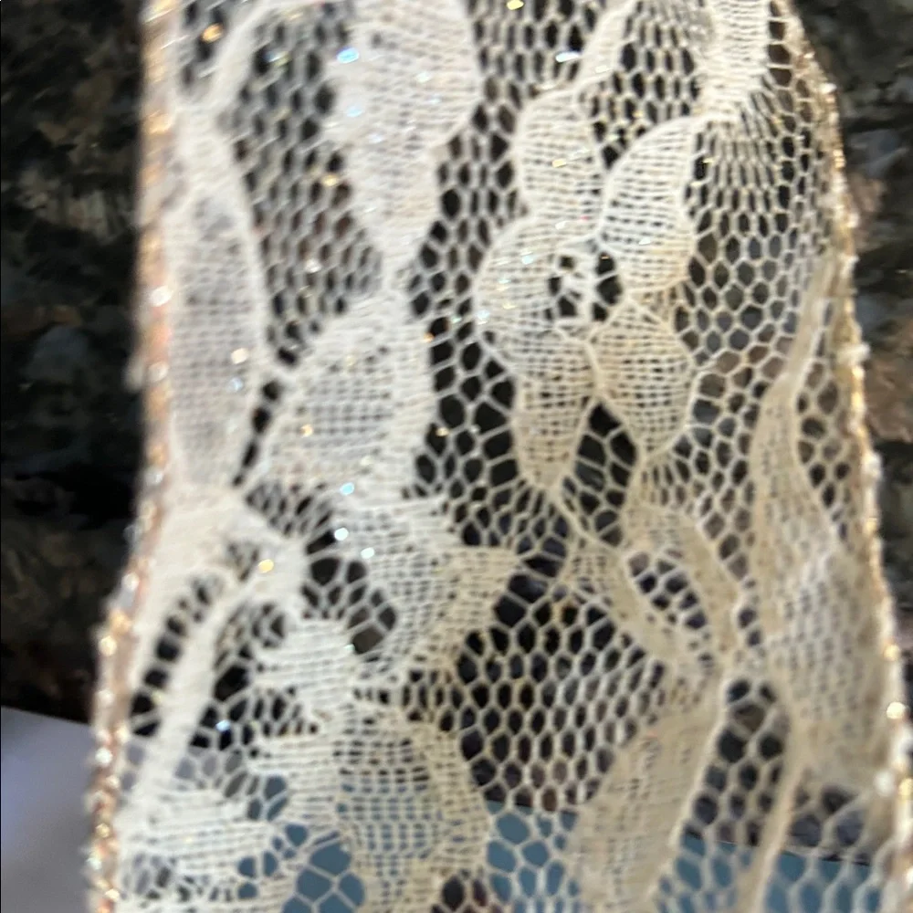 CELEBRATE IT LINEN LACE WIRED RIBBON 2.5 x20 FT LOT OF 2 NWT